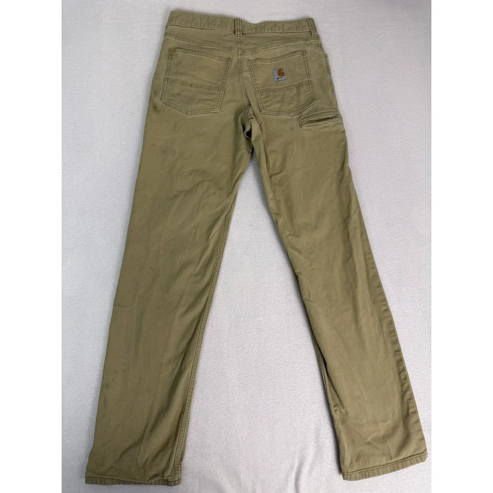Carhartt Relaxed Fit Mens Pants 30x32 Khaki Tan Canvas‎ Workwear DISTRESSED